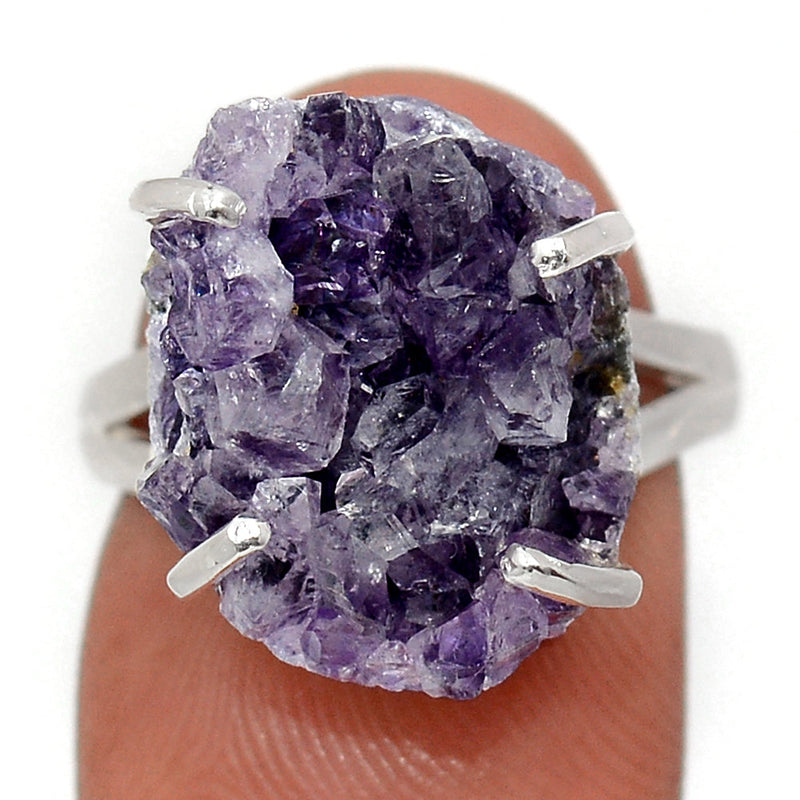 Claw - Amethyst Cluster Uruguay Druzy Ring - AMDR1106
