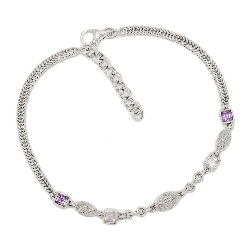 8.2" Amethyst Faceted & Moonstone Faceted Bracelets - AMFB286