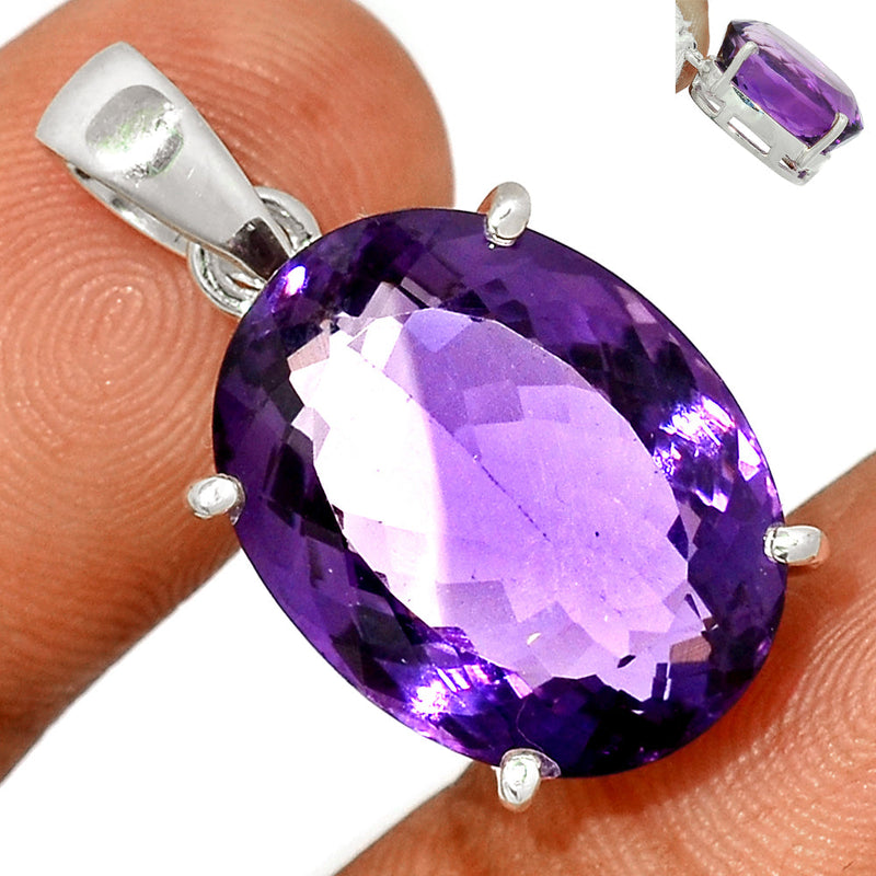 1.2" Claw - Amethyst Faceted Pendants - AMFP1734