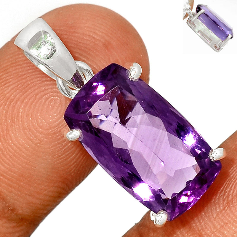1.2" Claw - Amethyst Faceted Pendants - AMFP1747