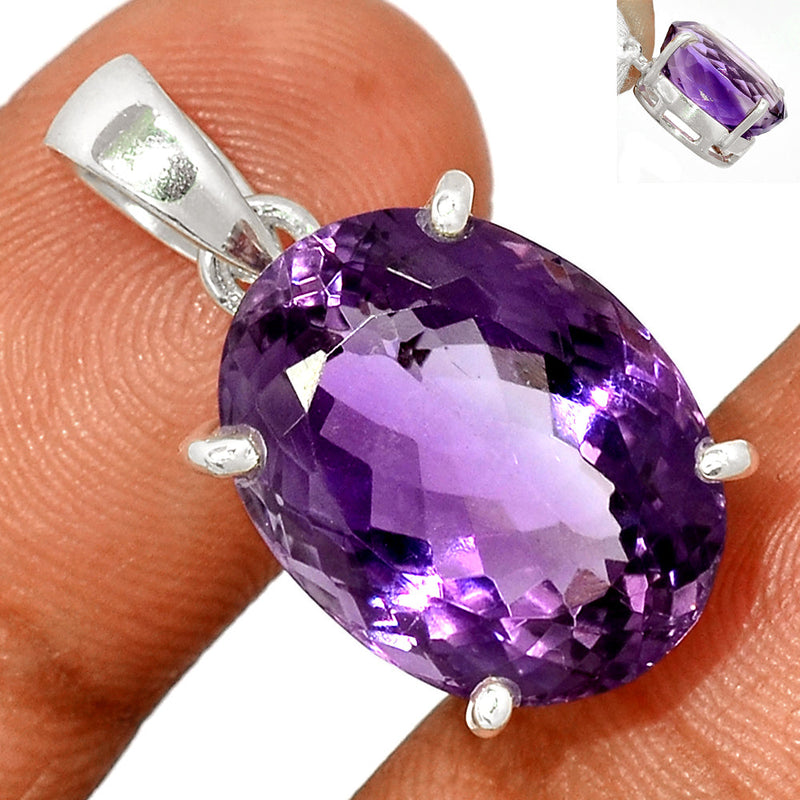 1.1" Claw - Amethyst Faceted Pendants - AMFP1751