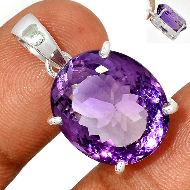 1.2" Claw - Amethyst Faceted Pendants - AMFP1752