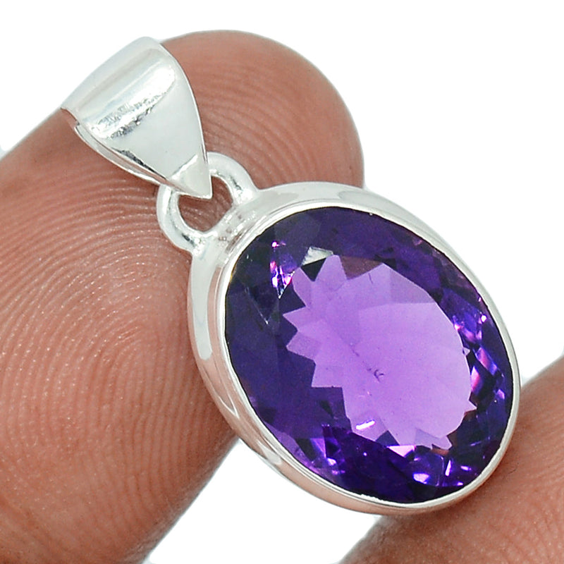 1" Amethyst Faceted Pendants - AMFP1956