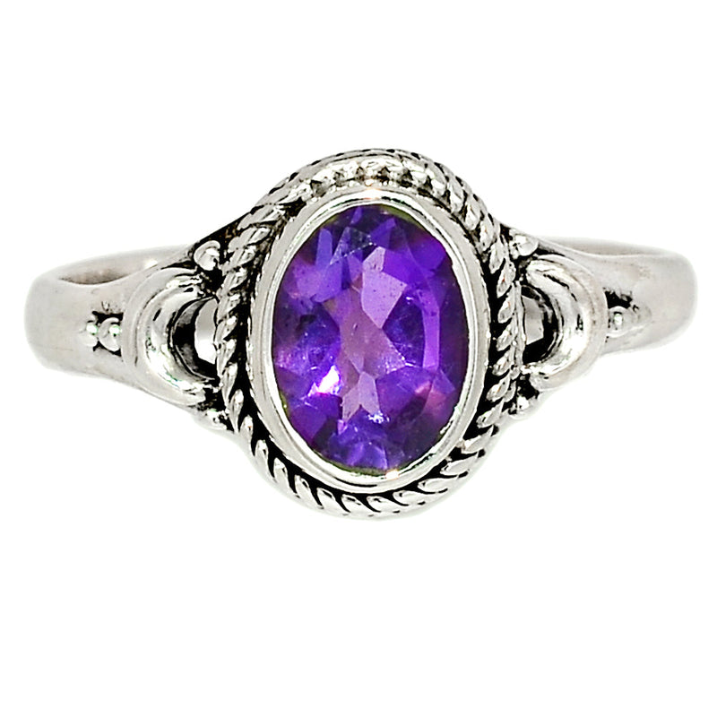 6*8 MM - Small Filigree - Faceted Amethyst Ring - AMFR1238