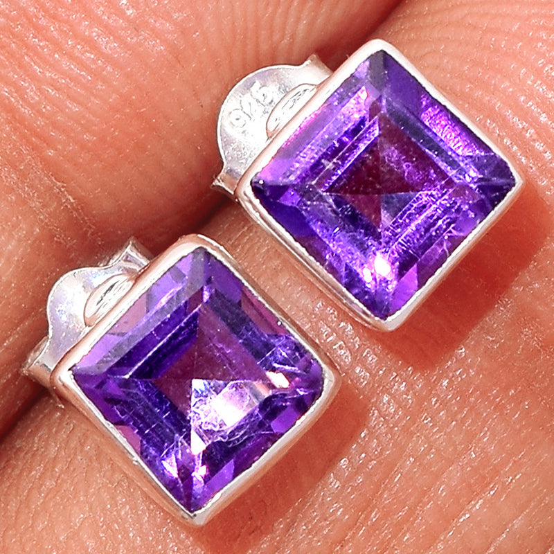 Amethyst Faceted Studs - AMFS567