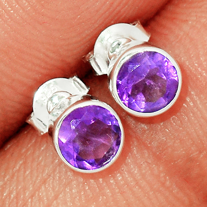 Amethyst Faceted Studs - AMFS618