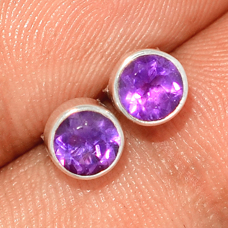 Amethyst Faceted Studs - AMFS639