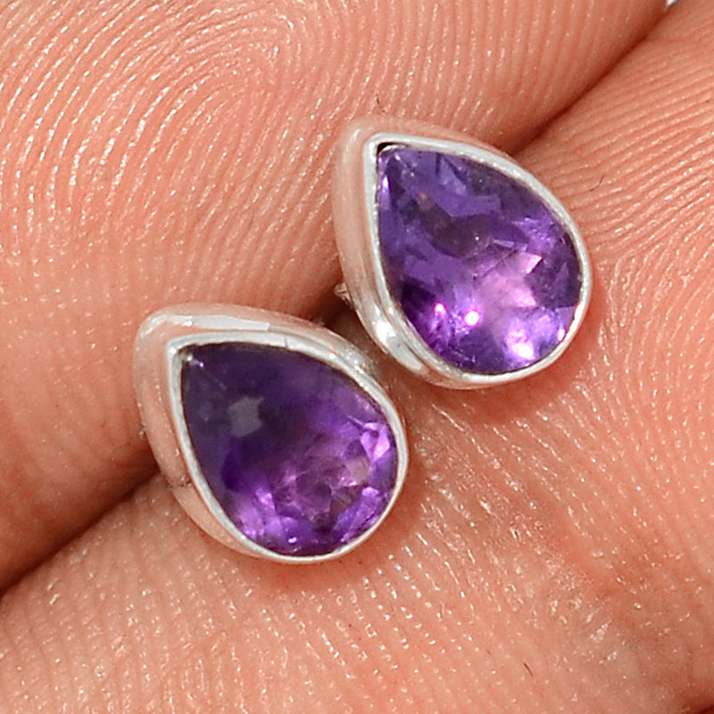 Amethyst Faceted Studs - AMFS645