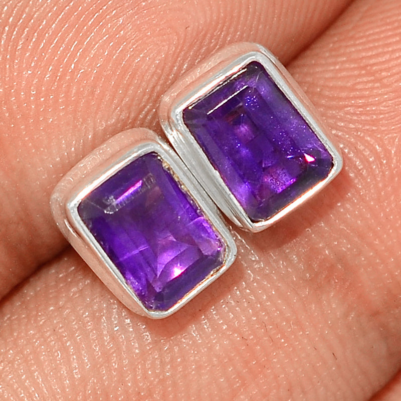 Amethyst Faceted Studs - AMFS648