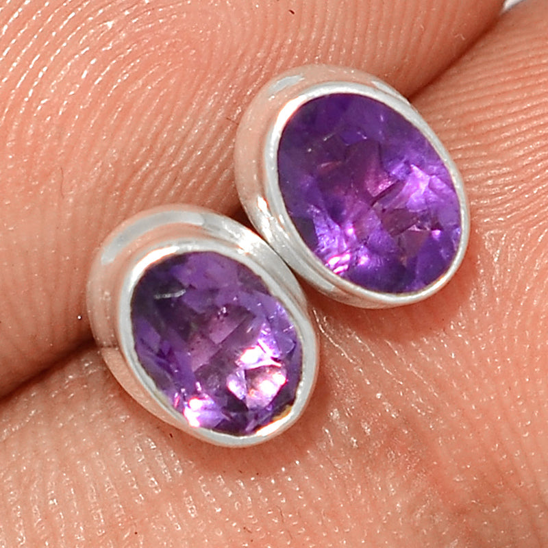 Amethyst Faceted Studs - AMFS655