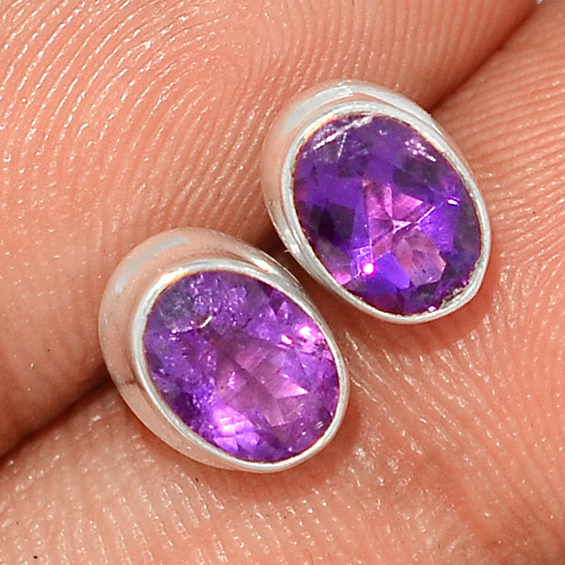 Amethyst Faceted Studs - AMFS663