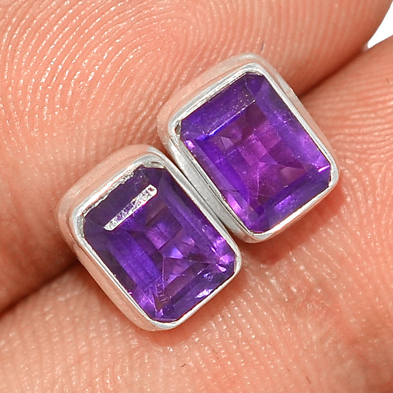 Amethyst Faceted Studs - AMFS664