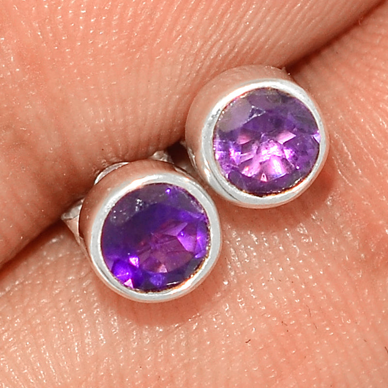 Amethyst Faceted Studs - AMFS666