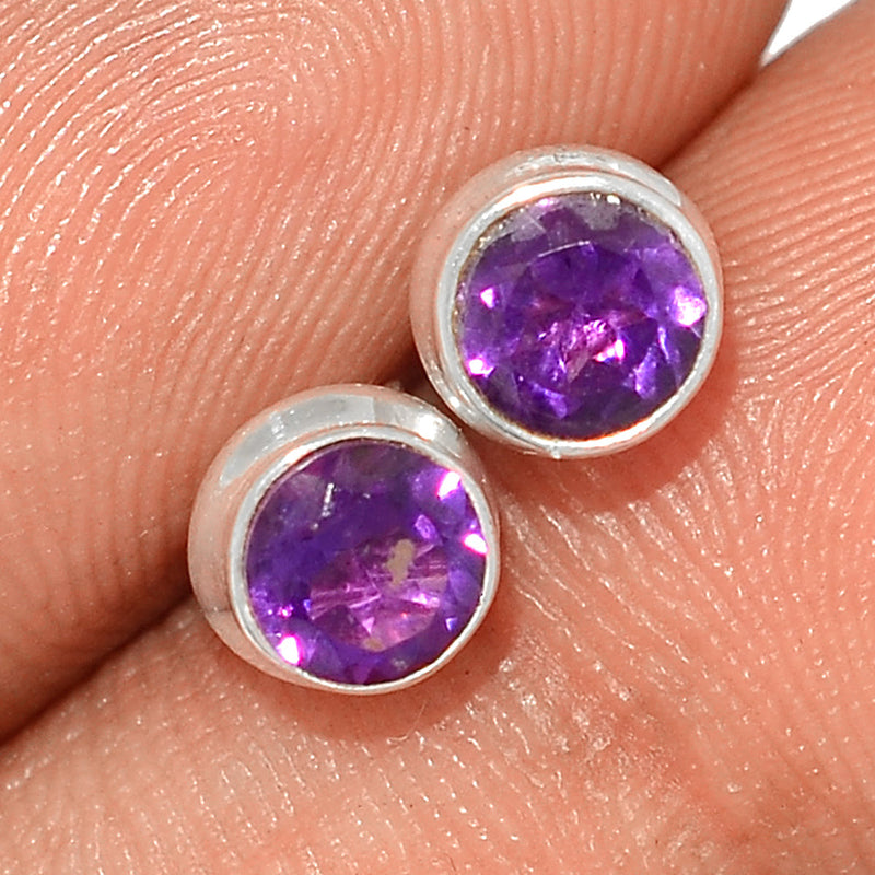 Amethyst Faceted Studs - AMFS667