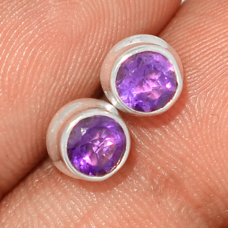 Amethyst Faceted Studs - AMFS669
