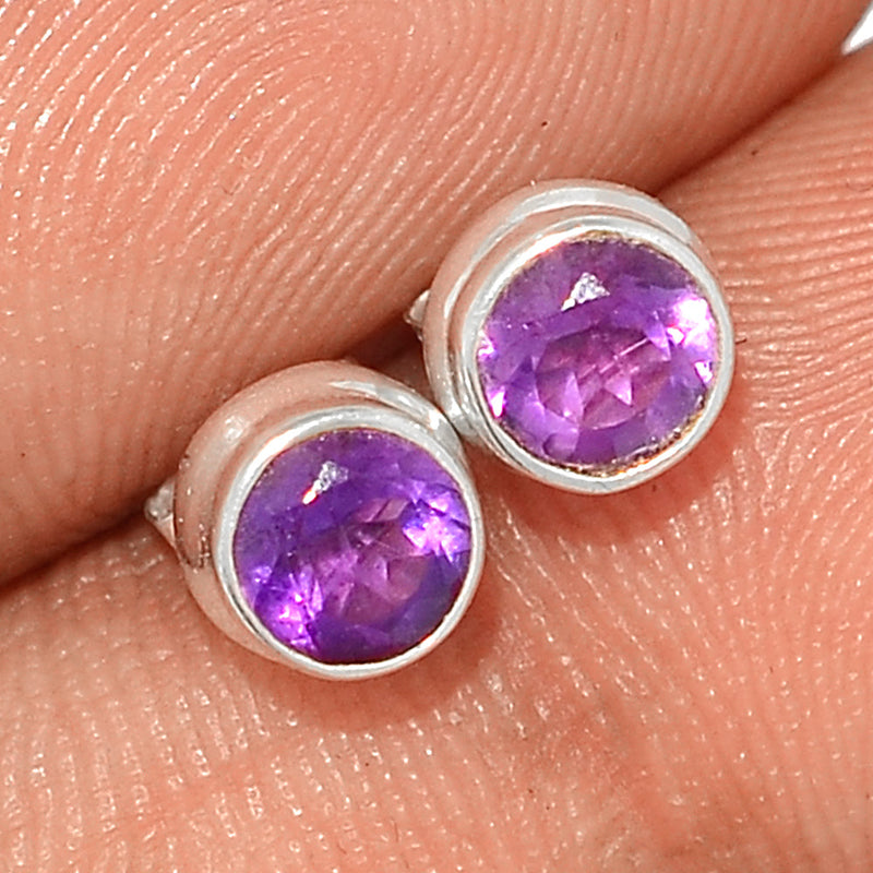 Amethyst Faceted Studs - AMFS670