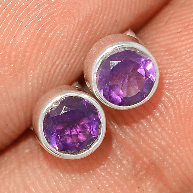 Amethyst Faceted Studs - AMFS671