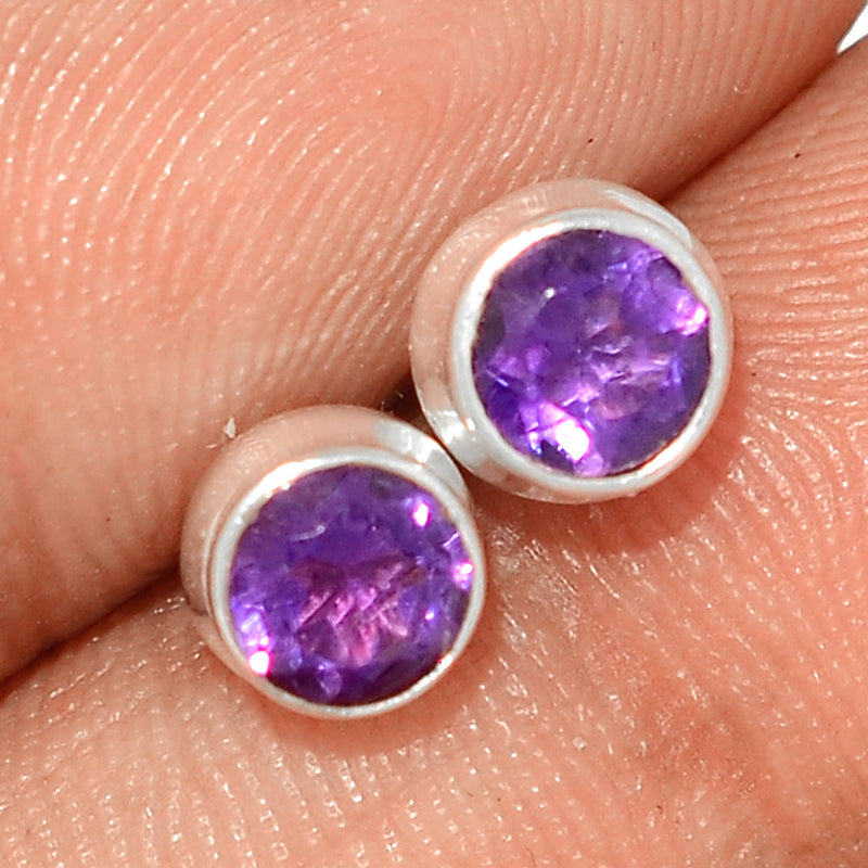Amethyst Faceted Studs - AMFS672