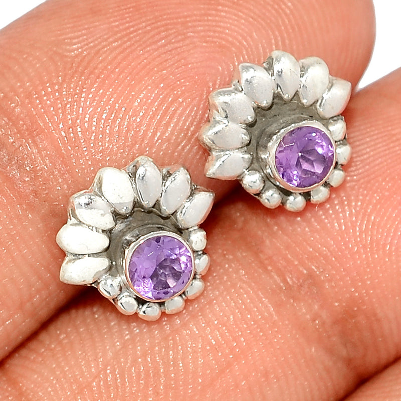 Small Filigree - Amethyst Faceted Studs - AMFS674