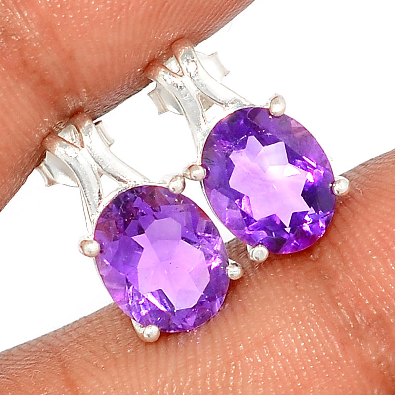 Amethyst Faceted Studs - AMFS678
