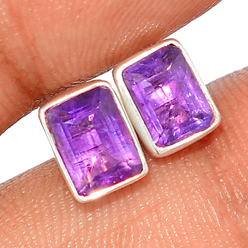 Amethyst Faceted Studs - AMFS680