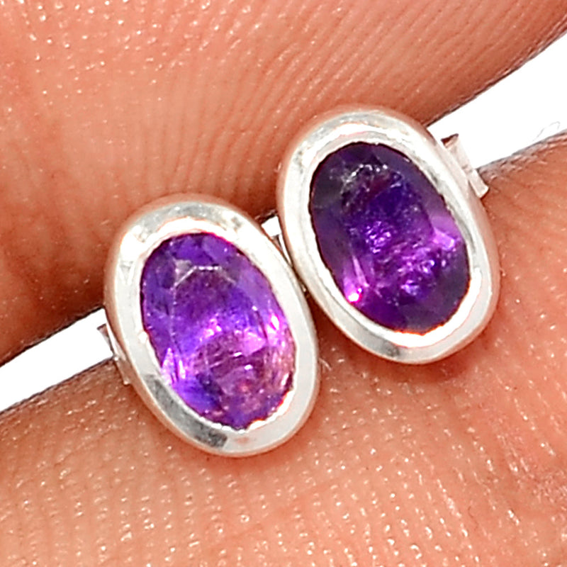 Amethyst Faceted Studs - AMFS681