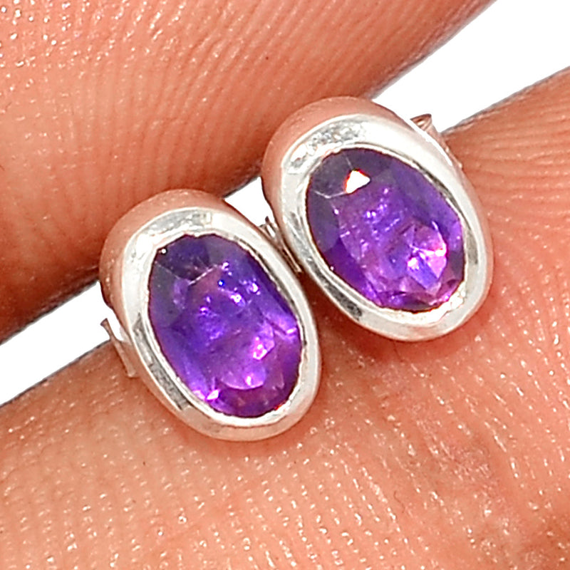 Amethyst Faceted Studs - AMFS682