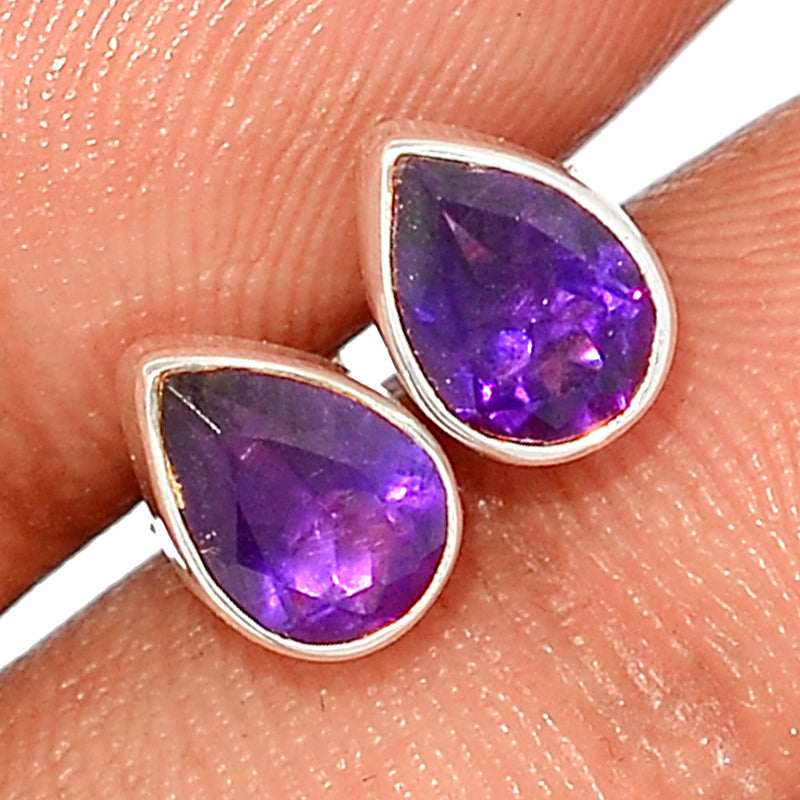 Amethyst Faceted Studs - AMFS696