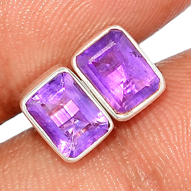 Amethyst Faceted Studs - AMFS697