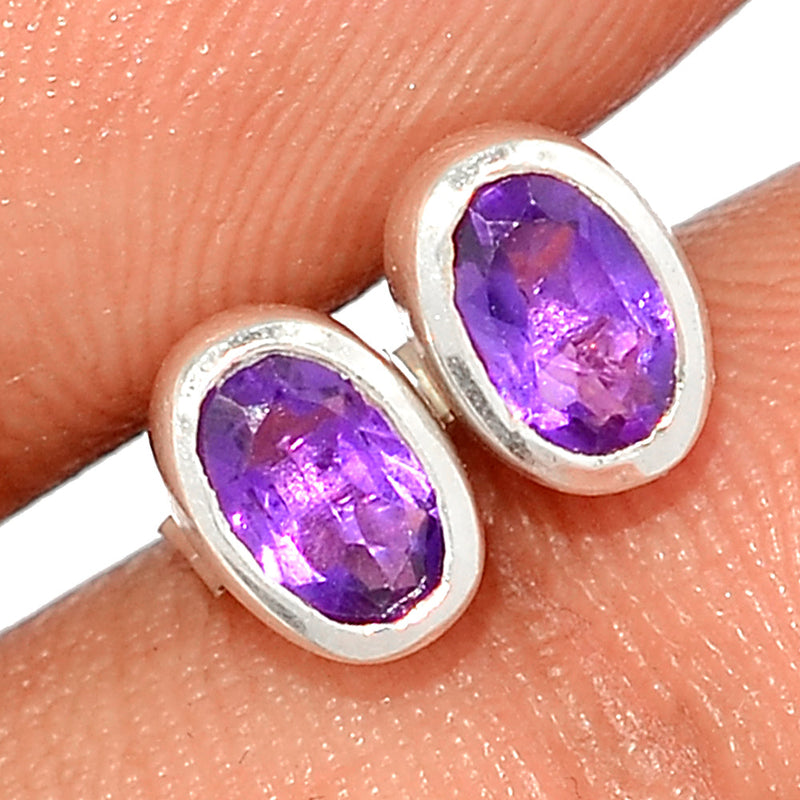 Amethyst Faceted Studs - AMFS698