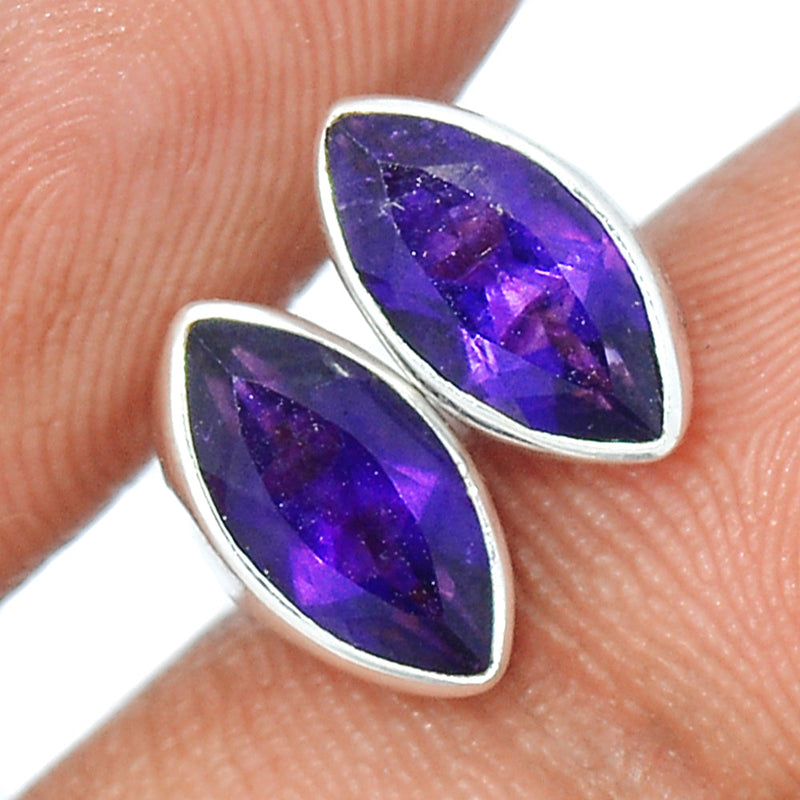 Amethyst Faceted Studs - AMFS709