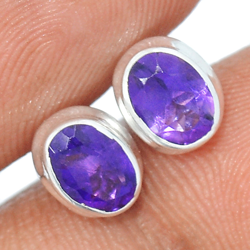 Amethyst Faceted Studs - AMFS722