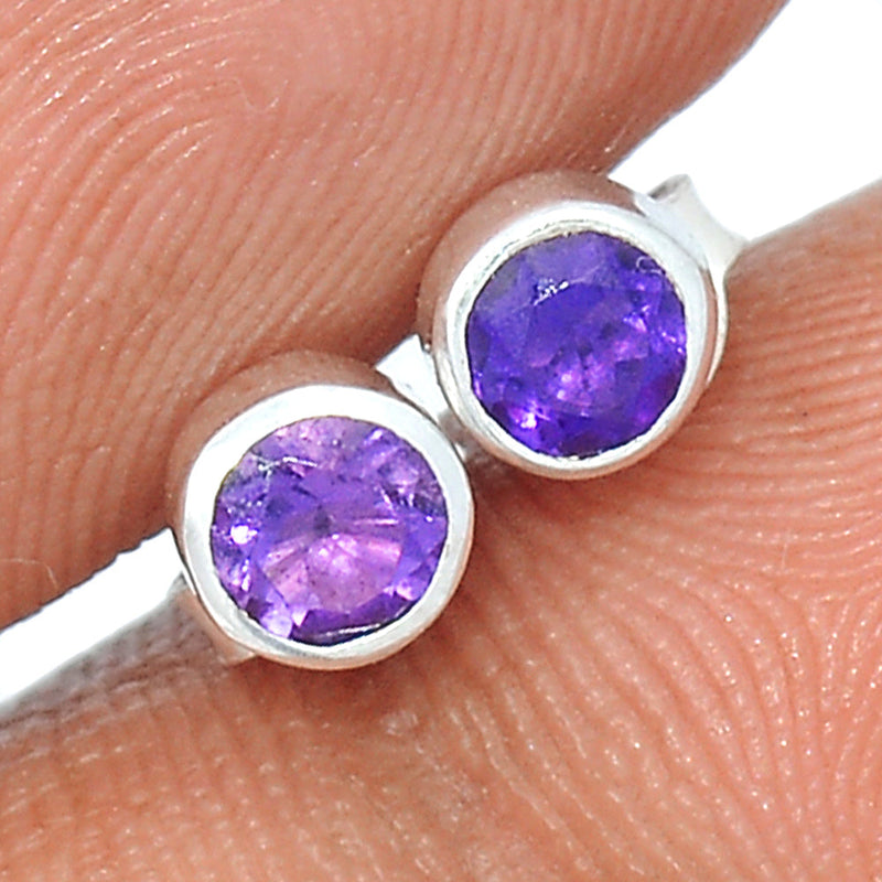 Amethyst Faceted Studs - AMFS723