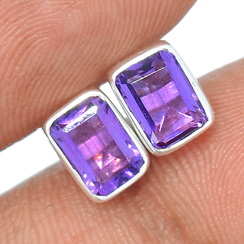 Amethyst Faceted Studs - AMFS729