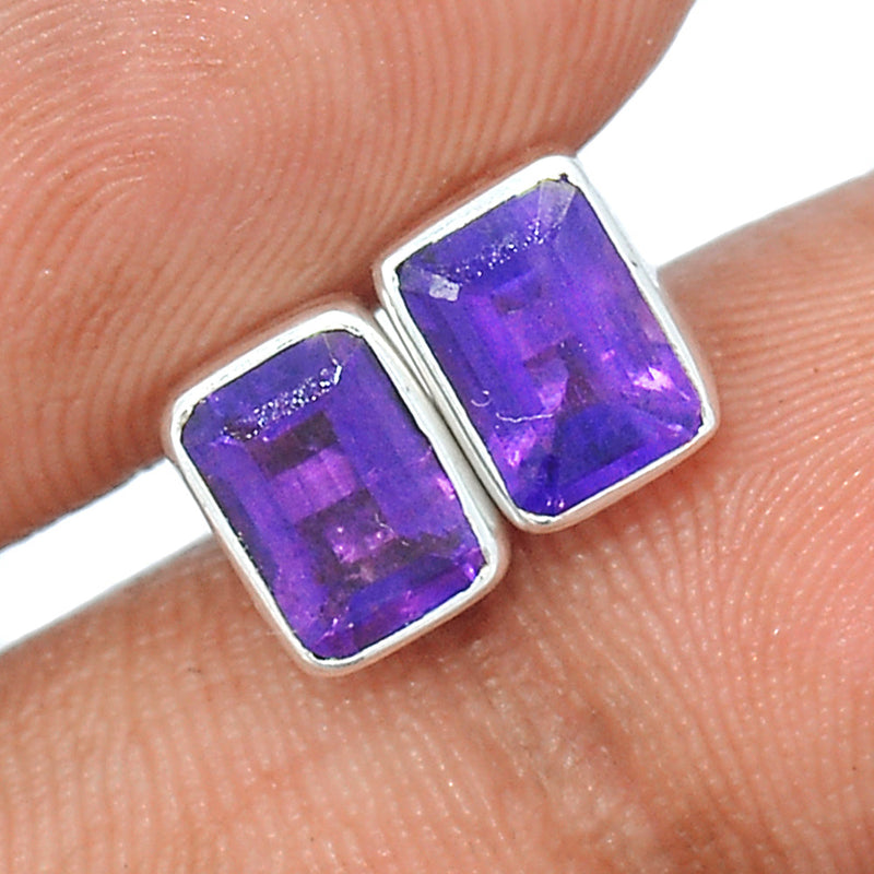 Amethyst Faceted Studs - AMFS733