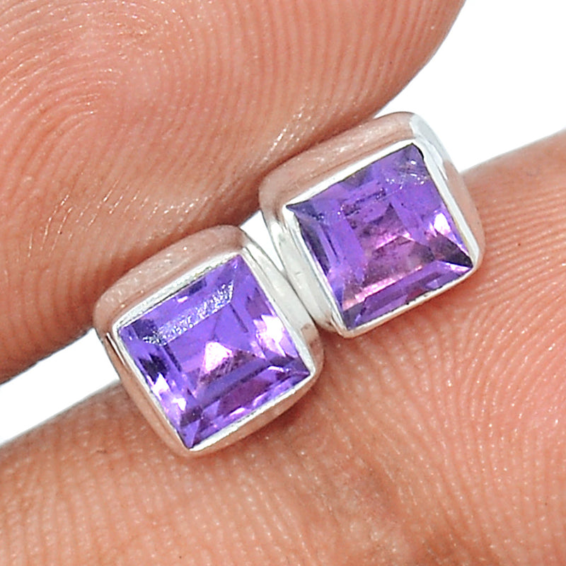 Amethyst Faceted Studs - AMFS735