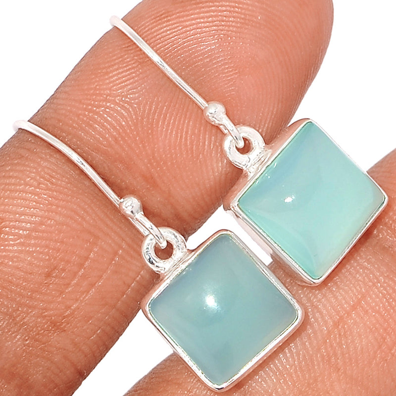 1.2" Aqua Chalcedony Earrings - AQCE38