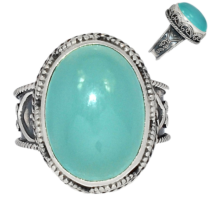 Fine Filigree - Aqua Chalcedony Ring - AQCR859