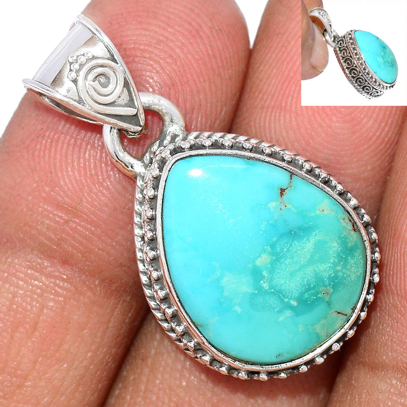 1.2" Fine Filigree - Number 8 Mine Turquoise Pendants - ATQP465