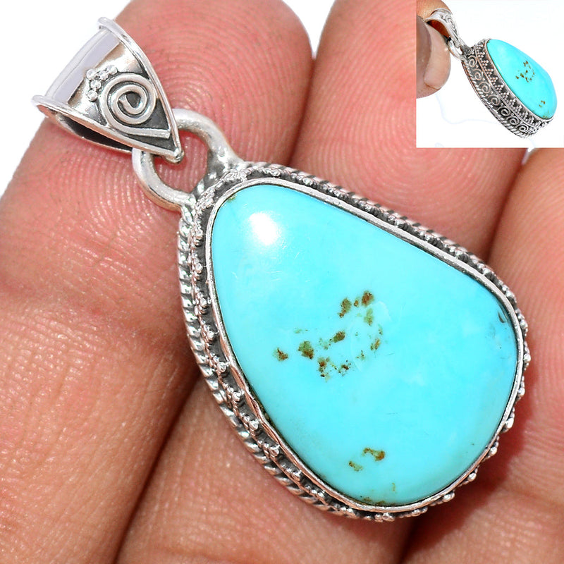 1.5" Fine Filigree - Number 8 Mine Turquoise Pendants - ATQP466