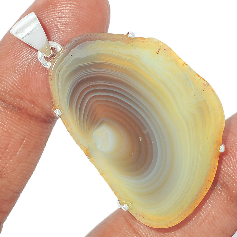 1.8" Claw - Botswana Agate Slice Pendants - BASP248