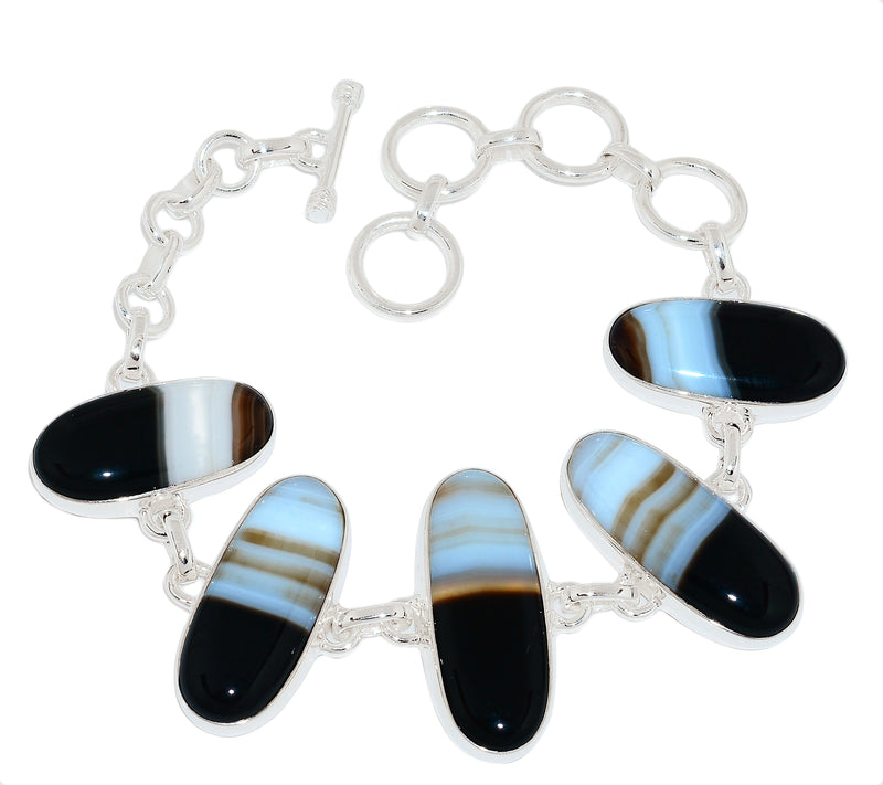 8.6" Black Banded Agate Bracelets - BBAB71