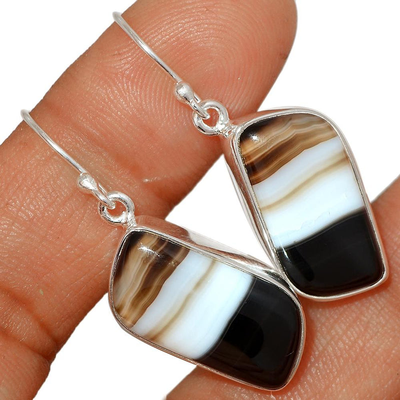 1.5"  Black Banded Agate Earring-BBAE334