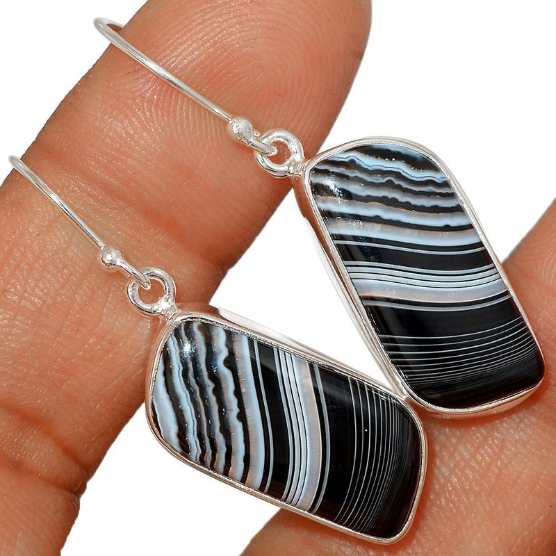 1.5"  Black Banded Agate Earring-BBAE340