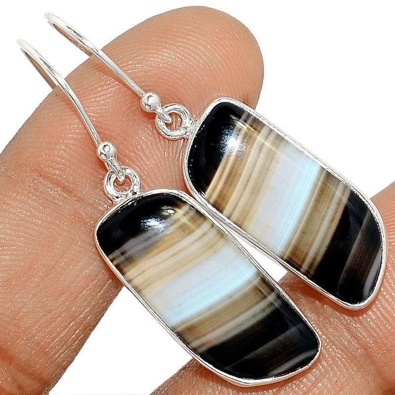 1.6" Black Banded Agate Earrings - BBAE376