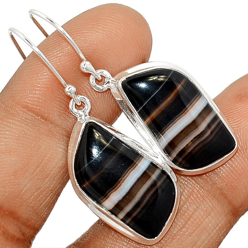 1.6" Black Banded Agate Earrings - BBAE390