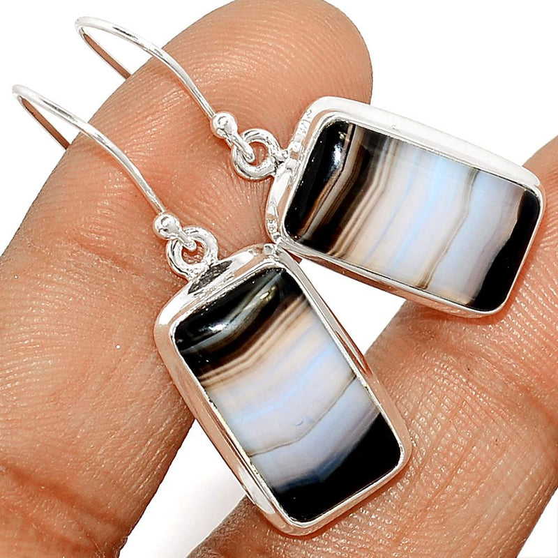 1.5" Black Banded Agate Earrings - BBAE396