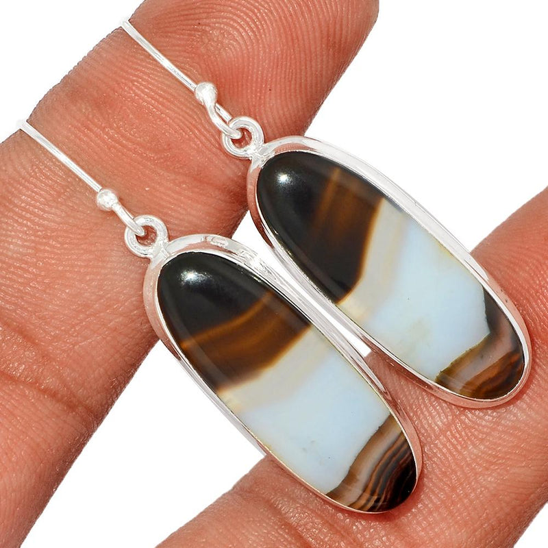 1.8" Black Banden Agate Earrings - BBAE403