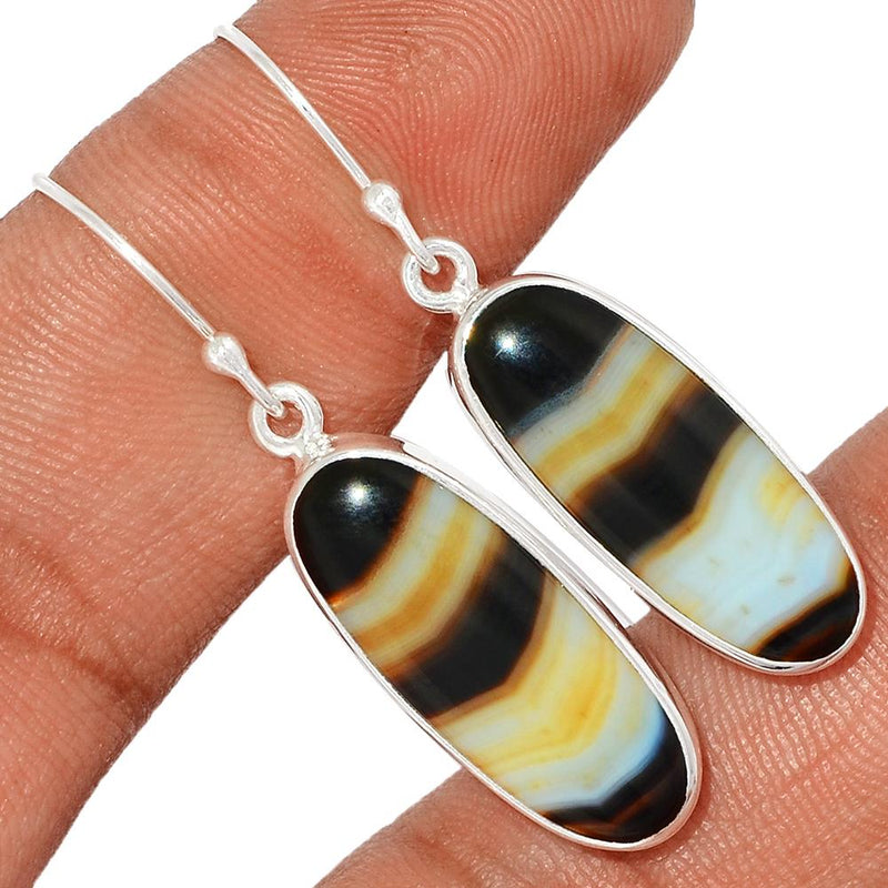 1.7" Black Banden Agate Earrings - BBAE404