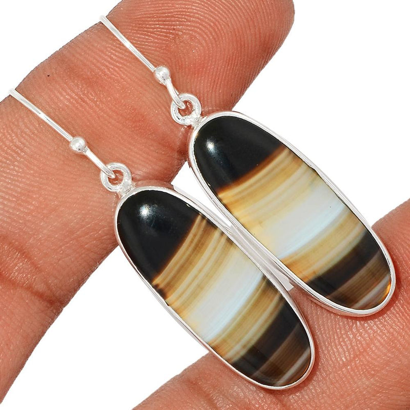 1.8" Black Banden Agate Earrings - BBAE406